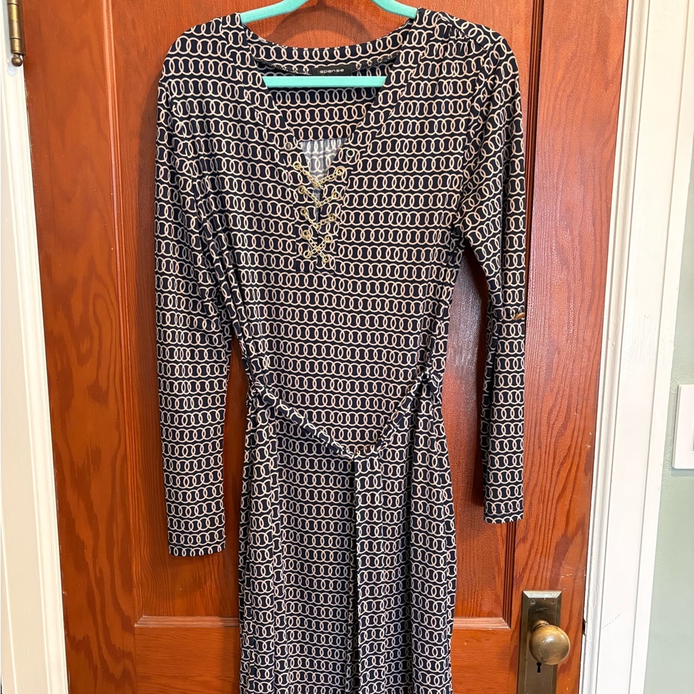 Elegant Blue and Yellow Patterned Dress